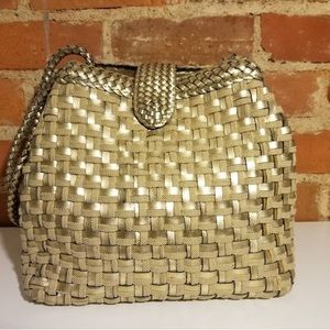 Vintage Metallic woven WARREN REED PURSE 
structured shoulder bag 80's era L@@K